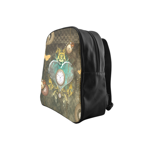 Steampunk, elegant design with heart School Backpack (Model 1601)(Small)