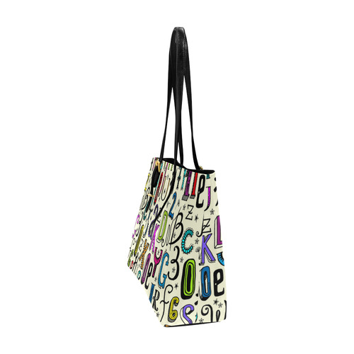 Letters Numbers Stars Typography Pattern Colored Euramerican Tote Bag/Large (Model 1656)