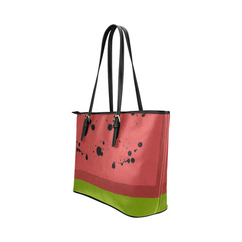 Abstract Watermelon Leather Tote Bag/Large (Model 1651)