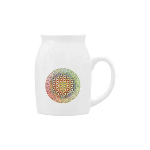 FLOWER OF LIFE vintage ornaments green red Milk Cup (Small) 300ml