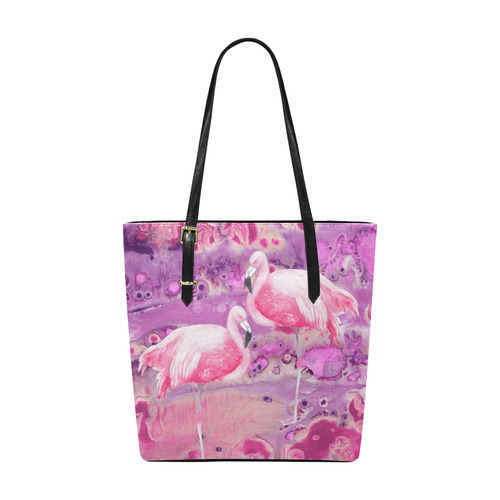 Flamingos Batik Paint Background Pink Violet Euramerican Tote Bag/Small (Model 1655)