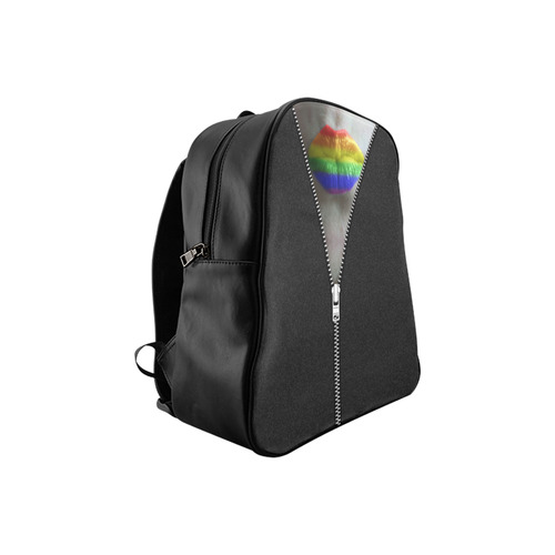 ZIPPER RAINBOW KISS LIPS School Backpack (Model 1601)(Small)