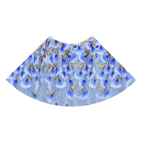 Blue Gold Leaf Pattern Floral Art 3/4 Sleeve Sundress (D23)