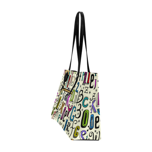 Letters Numbers Stars Typography Pattern Colored Euramerican Tote Bag/Large (Model 1656)