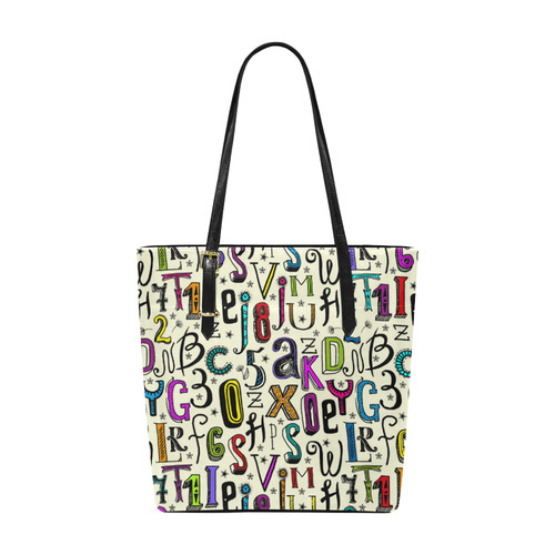 Letters Numbers Stars Typography Pattern Colored Euramerican Tote Bag/Small (Model 1655)
