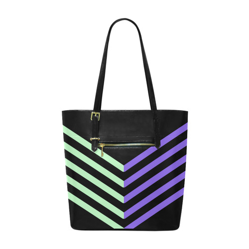 Modern Black Background Chevron Stripes Cut Euramerican Tote Bag/Small (Model 1655)