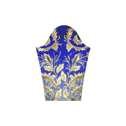 Blue Gold Leaf Pattern Floral Round Collar Dress (D22)