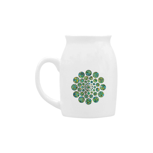 Flower Power CIRCLE Dots in Dots cyan yellow black Milk Cup (Small) 300ml