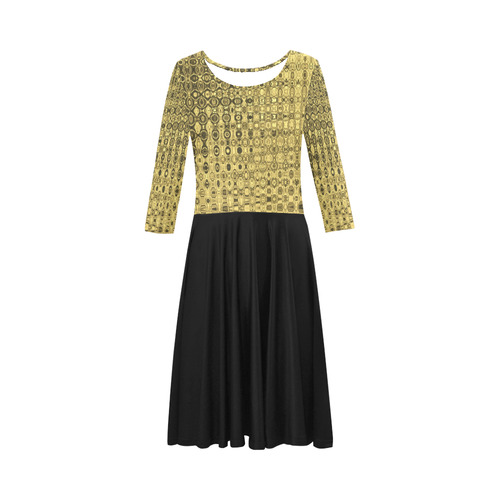 GOLDandBLACK Elbow Sleeve Ice Skater Dress (D20)