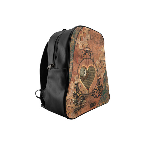 Steampunk wonderful heart, clocks and gears School Backpack (Model 1601)(Small)