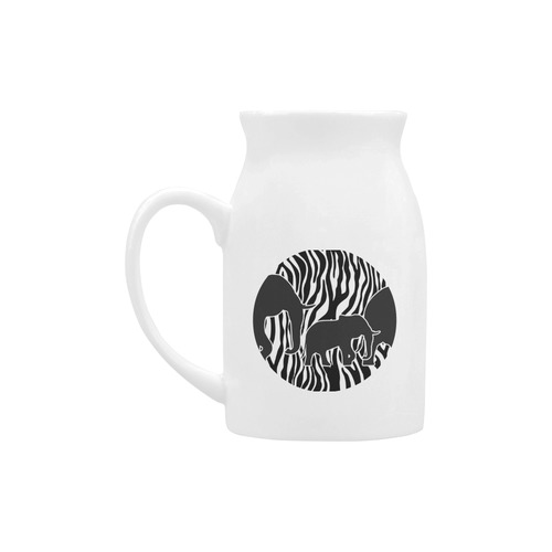 ELEPHANTS to ZEBRA stripes black & white Milk Cup (Large) 450ml