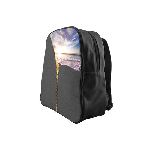 ZIPPER gold Sunset Beach School Backpack (Model 1601)(Small)