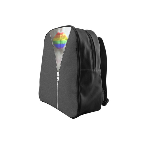 ZIPPER RAINBOW KISS LIPS School Backpack (Model 1601)(Small)