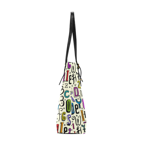 Letters Numbers Stars Typography Pattern Colored Euramerican Tote Bag/Small (Model 1655)