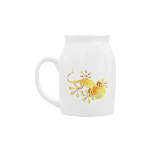 FUNNY SMILING GECKO yellow orange violet Milk Cup (Small) 300ml