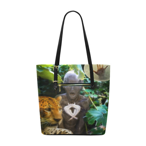 A Shaman Journey with Drum and Panther Euramerican Tote Bag/Small (Model 1655)