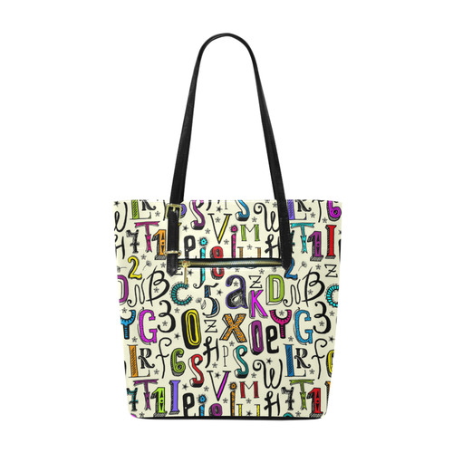 Letters Numbers Stars Typography Pattern Colored Euramerican Tote Bag/Small (Model 1655)