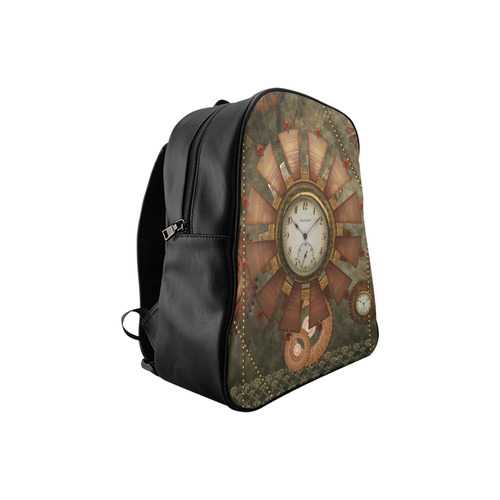 Steampunk, wonderful clocks in noble design School Backpack (Model 1601)(Small)