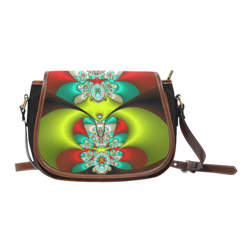 Meeting Of Leaves Fractal Art Saddle Bag/Small (Model 1649)(Flap Customization)