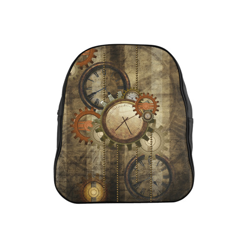 Steampunk, wonderful noble desig, clocks and gears School Backpack (Model 1601)(Small)