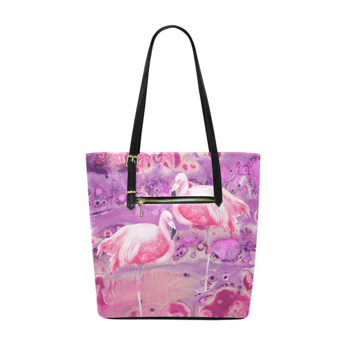 Flamingos Batik Paint Background Pink Violet Euramerican Tote Bag/Small (Model 1655)