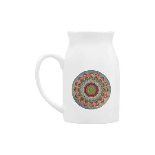 Folk Art MANDALA - dirty grunge blue red Milk Cup (Large) 450ml