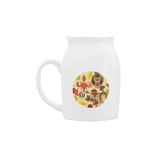 Autumn Leaves Pattern + HEDGEHOG FOX SQUIRREL Milk Cup (Small) 300ml