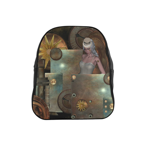 Steampunk, rusty metal and clocks and gears School Backpack (Model 1601)(Small)