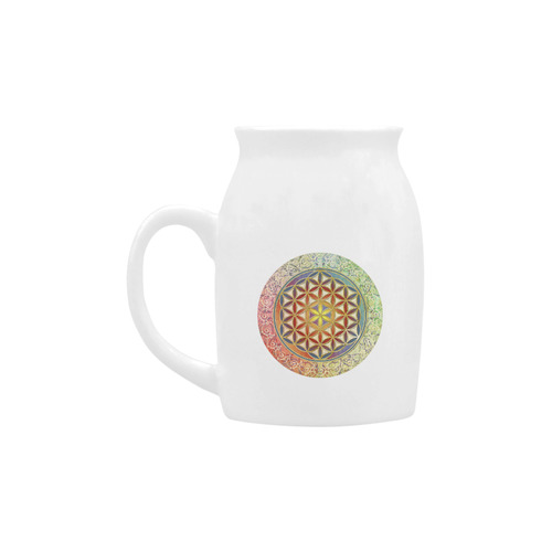 FLOWER OF LIFE vintage ornaments green red Milk Cup (Small) 300ml