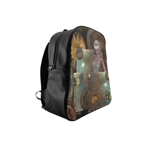 Steampunk, rusty metal and clocks and gears School Backpack (Model 1601)(Small)