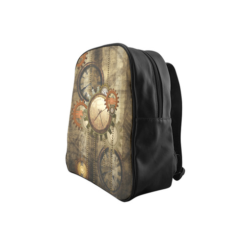 Steampunk, wonderful noble desig, clocks and gears School Backpack (Model 1601)(Small)