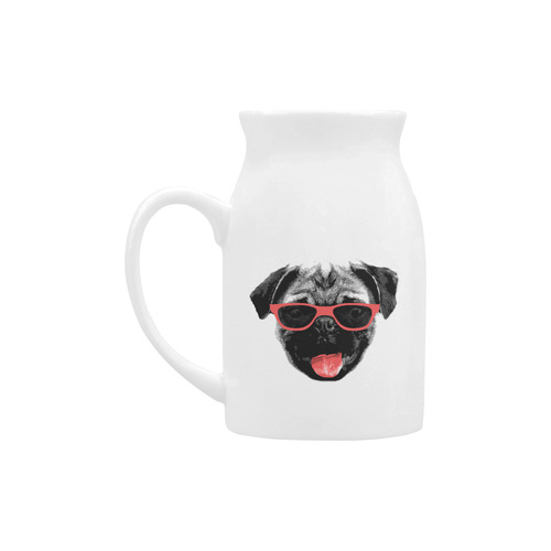 Cute PUG / carlin with red tongue & sunglasses Milk Cup (Large) 450ml