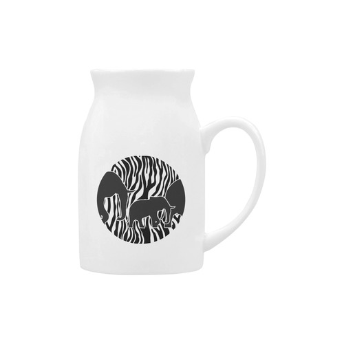 ELEPHANTS to ZEBRA stripes black & white Milk Cup (Large) 450ml