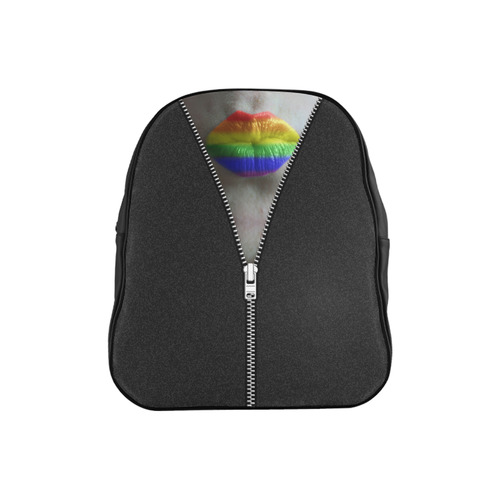 ZIPPER RAINBOW KISS LIPS School Backpack (Model 1601)(Small)