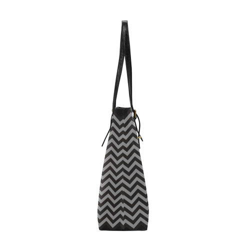 Chevron ZigZag black & white transparent Euramerican Tote Bag/Small (Model 1655)