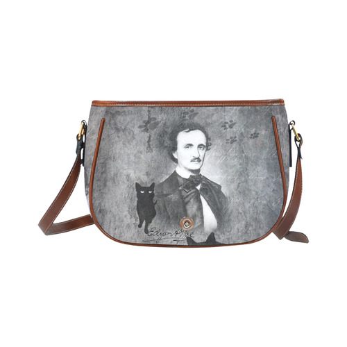E.A. Poe - The Black Cat Vintage Collage Saddle Bag/Small (Model 1649) Full Customization