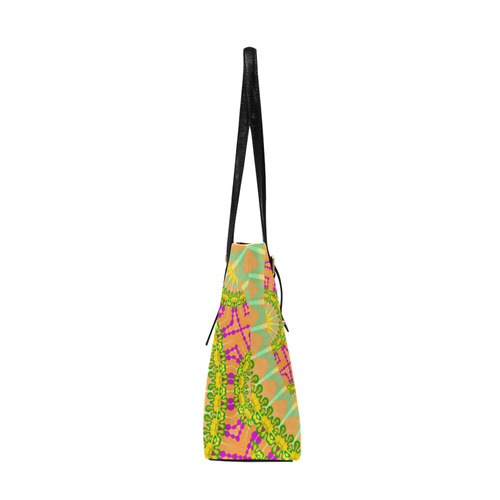 FLOWER POWER SPIRAL SUNNY orange green yellow Euramerican Tote Bag/Large (Model 1656)