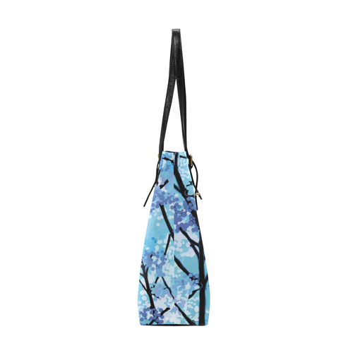 Abstract Geometric Blue Tree Nature Euramerican Tote Bag/Small (Model 1655)