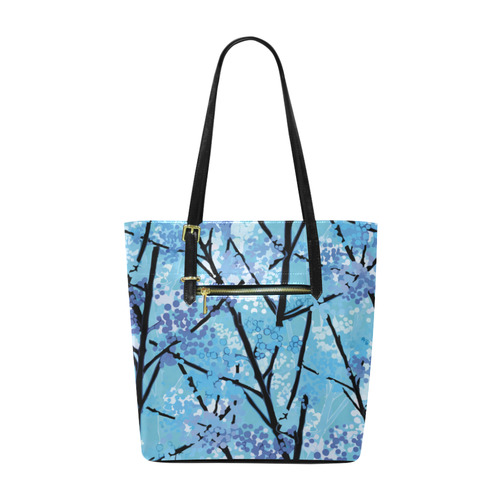 Abstract Geometric Blue Tree Nature Euramerican Tote Bag/Small (Model 1655)