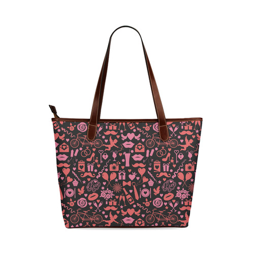 Pink Love Shoulder Tote Bag (Model 1646)