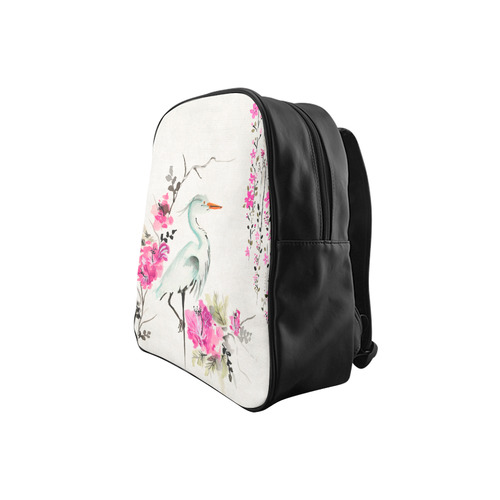 Pink Crane Flower Dream School Backpack (Model 1601)(Small)