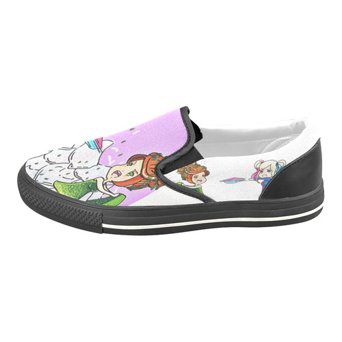 Harley Quinn and Poison Ivy Women's Unusual Slip-on Canvas Shoes (Model 019)