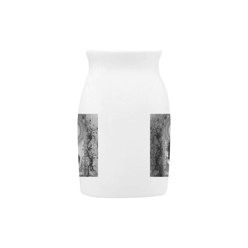 Awesome horse in black and white with flowers Milk Cup (Large) 450ml