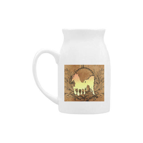 Beautiful horse silhouette in yellow colors Milk Cup (Large) 450ml