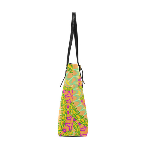 FLOWER POWER SPIRAL SUNNY orange green yellow Euramerican Tote Bag/Small (Model 1655)