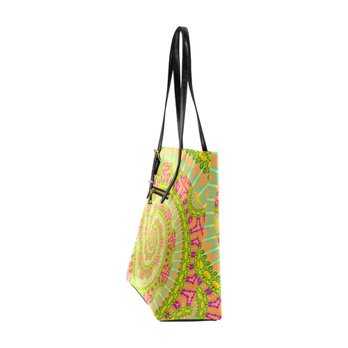 FLOWER POWER SPIRAL SUNNY orange green yellow Euramerican Tote Bag/Small (Model 1655)