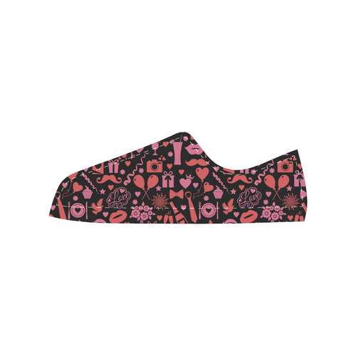 Pink Love Canvas Women's Shoes/Large Size (Model 018)