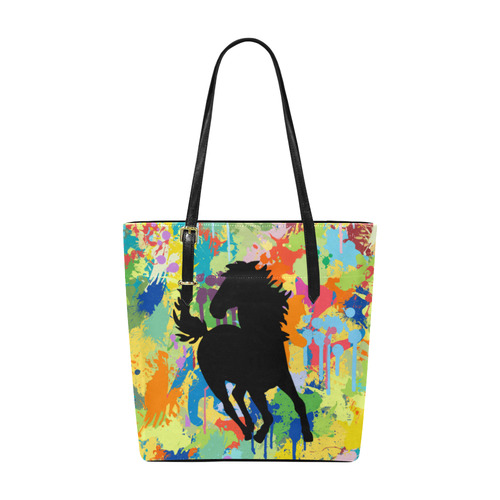 Horse Shape Template Colorful Splash Euramerican Tote Bag/Small (Model 1655)