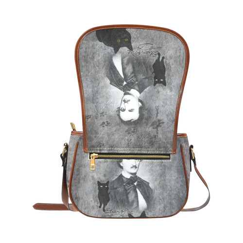 E.A. Poe - The Black Cat Vintage Collage Saddle Bag/Small (Model 1649) Full Customization