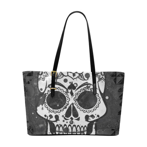 black and white Skull Euramerican Tote Bag/Large (Model 1656)